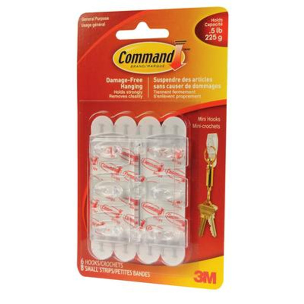 Command Mini Hooks & Strips (6 Hooks / 8 Strips)