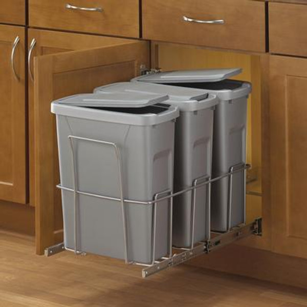 Triple Slide-Out Waste Bin - 20 Quart