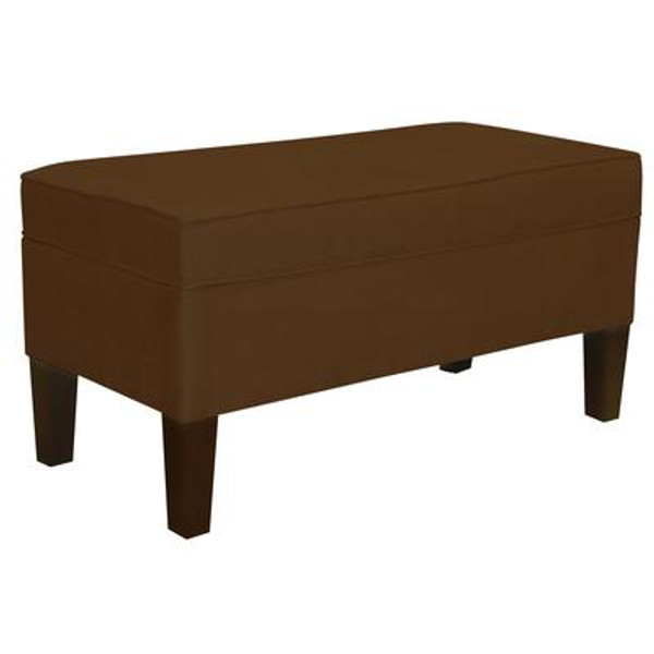 Upholstered Storage Bench In Premier Microsuede Chocolate