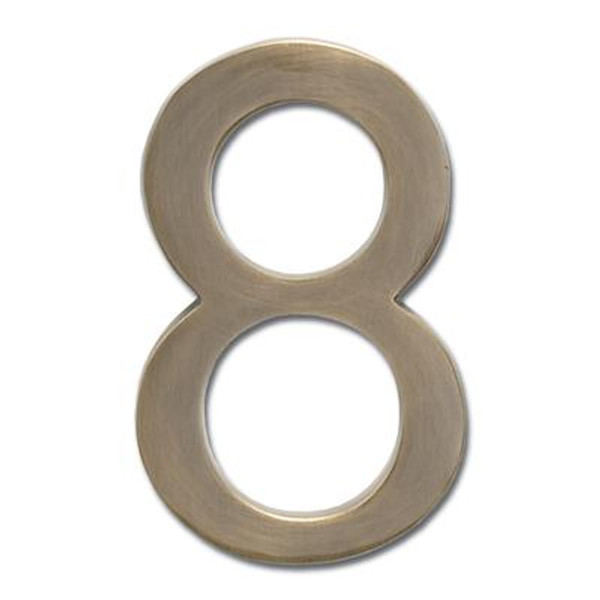 Solid Cast Brass 4 inch Floating House Number Antique Brass ''8''