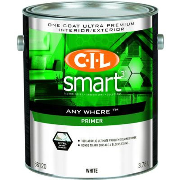 CIL Smart3 Interior/Exterior Latex Primer White - 3.78L