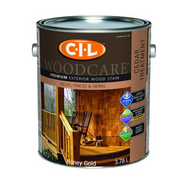 Premium Exterior Wood Stain - Cedar Treatment Honey Gold - 3.78 Litre