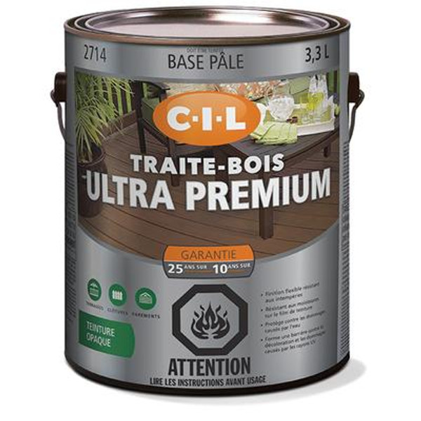 CIL Woodcare Ultra Premium Solid Stain Light Base; 3.6 L