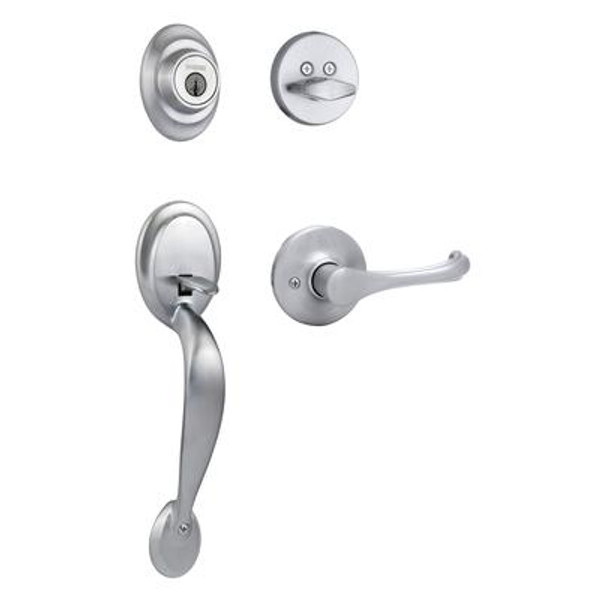 Weiser Kingsway Handle Set with Alfini Lever Interior; Satin Chrome Finish