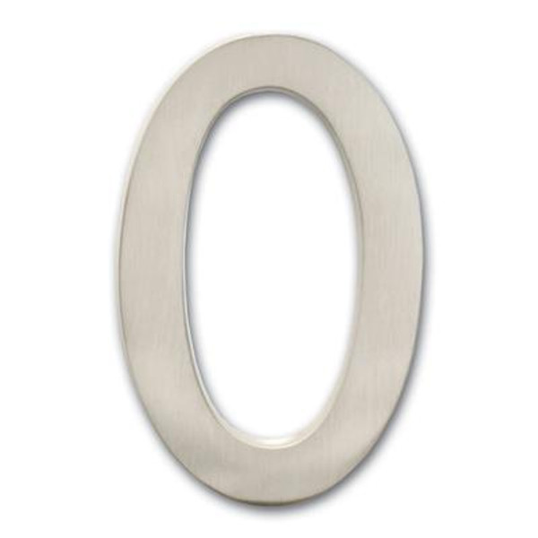 Solid Cast Brass 4 inch Floating House Number Satin Nickel ''0''