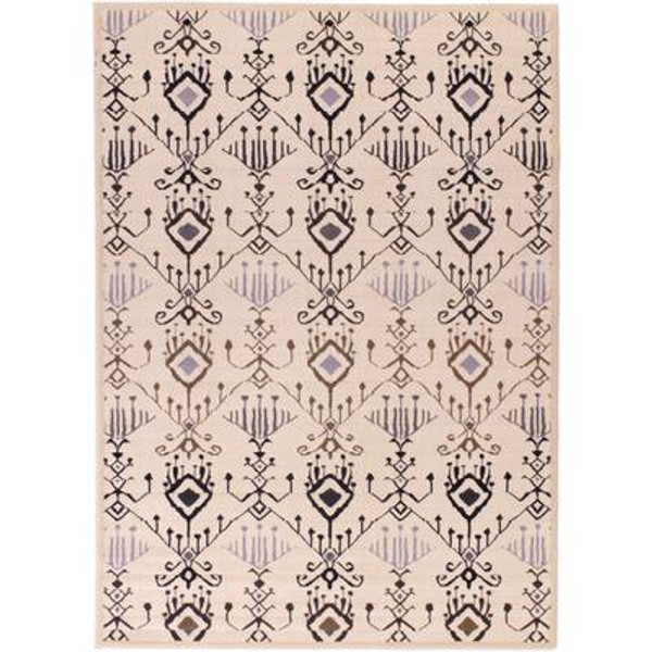 Ikat Glitter Black Gray Rug - 5 Ft. 5 In. x 7 Ft. 9 In.