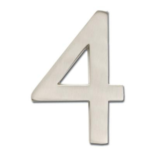 Solid Cast Brass 4 inch Floating House Number Satin Nickel ''4''