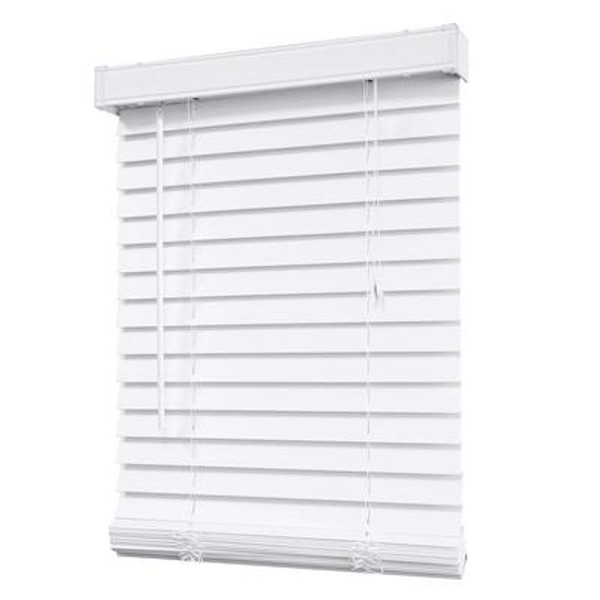 2 Inch Faux Wood Blind; White - 66 Inch x 48 Inch