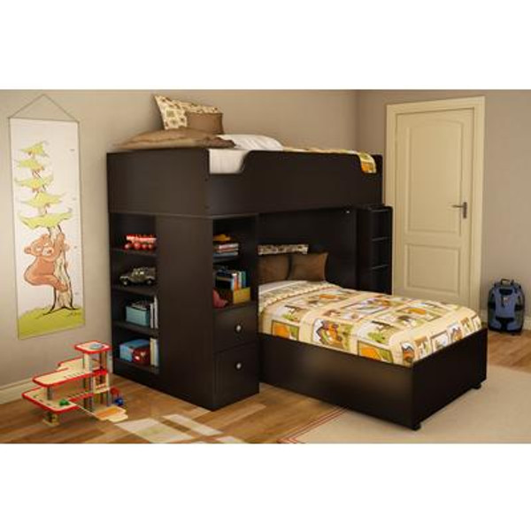 South Shore Logik Collection Twin over Twin Loft Bed Chocolate