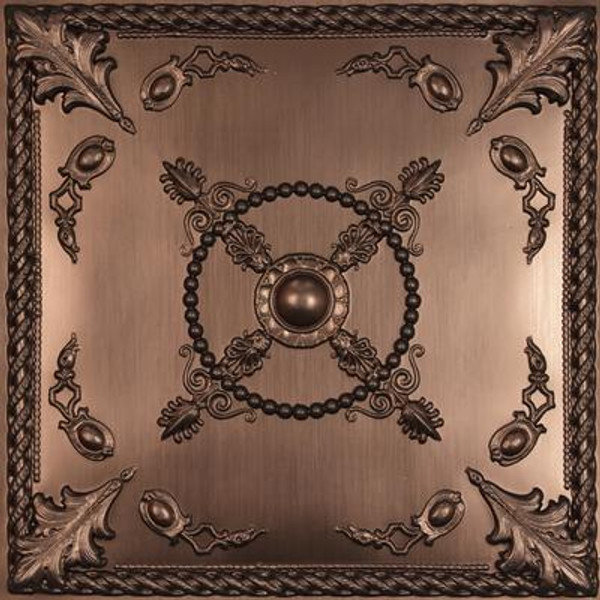 Alexander Faux Bronze Ceiling Tile; 2 Feet x 2 Feet Lay-in or Glue up