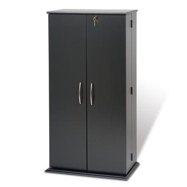 Black Tall Locking Media Storage Cabinet