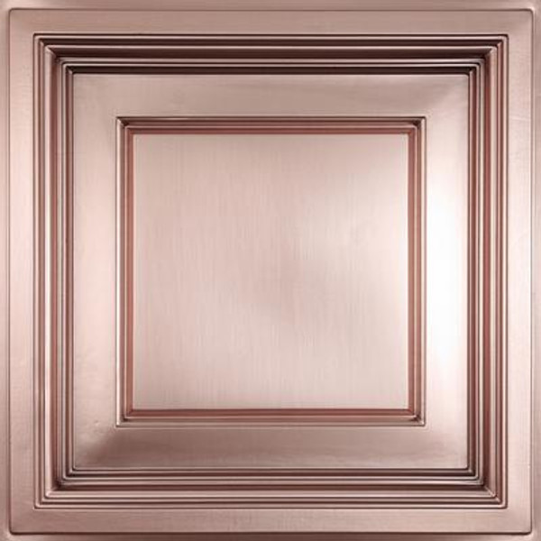 Madison Faux Copper Coffered Ceiling Tile; 2 Feet x 2 Feet Lay-in only