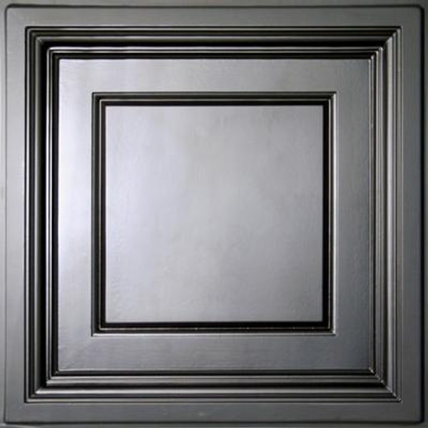 Madison Black Coffered Ceiling Tile; 2 Feet x 2 Feet Lay-in only