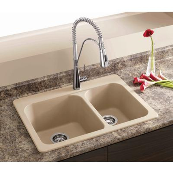 Silgranit; Natural Granite Composite Topmount Kitchen Sink; Biscotti