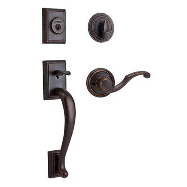 Weiser Pemberly Handle Set with Maya Lever Interior; Rustic Bronze Finish