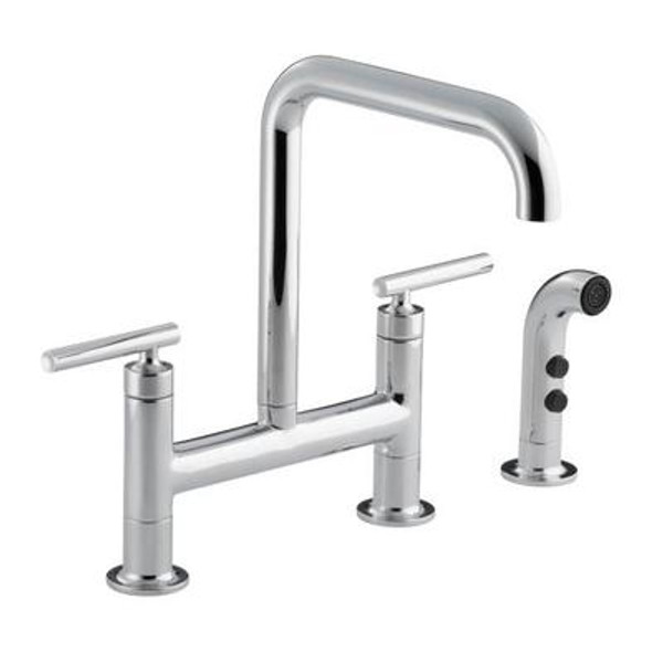 Purist Deck-Mount Bridge Faucet; With Spray