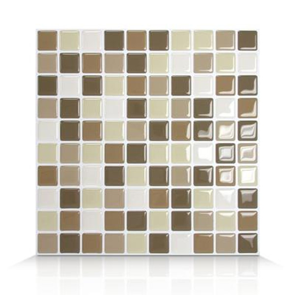 Multi Colored Peel and Stick; Harmony Mosaik - 10 Inch x 10 Inch