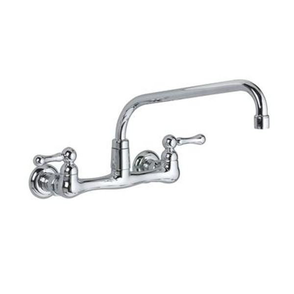 Heritage 8 Inch 2-Handle Mid-Arc Wall-Mount Bathroom Faucet in Polished Chrome