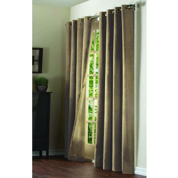 Suede Grommet Curtain; Mushroom - 52 Inches X 84 Inches