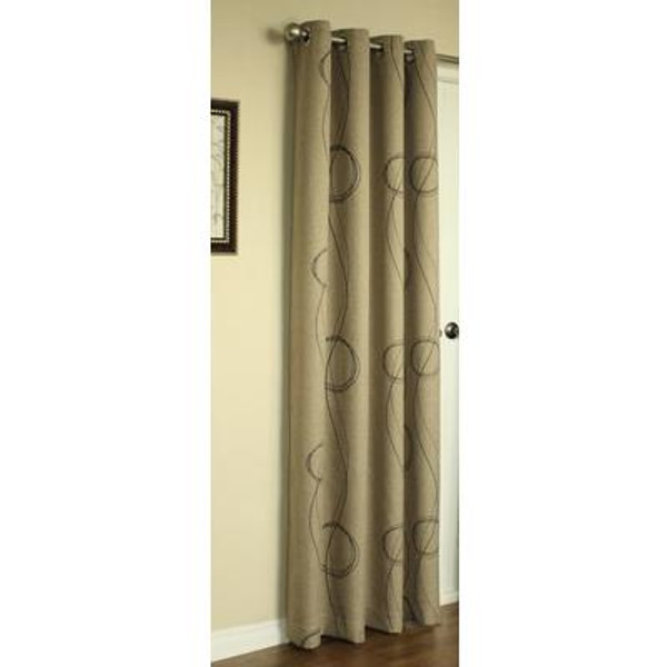 Brooks Printed Insulated Curtain; Natural - 54 Inches X 84 Inches