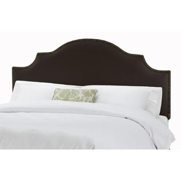 California King Nail Button Notched Headboard in Linen Black