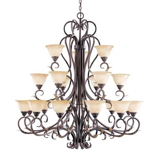 Olympus Tradition Collection 21-Light 120 in. Hanging Crackled Bronze with Silver Chandelier