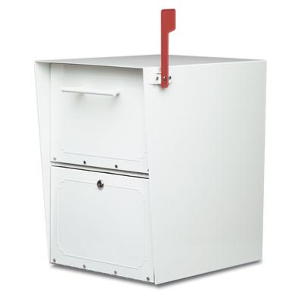 White Oasis Locking Post Mount Mailbox