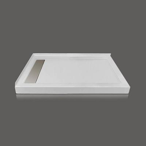 48 x 32 In. Linear Drain Double Threshold Left-Hand Shower Base