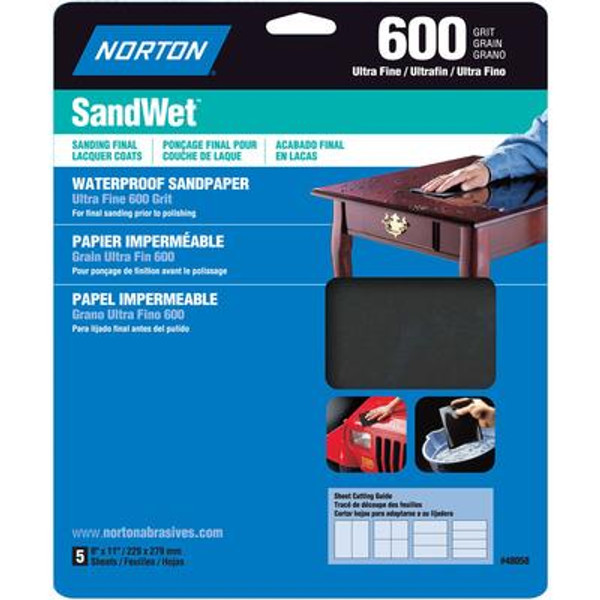 SandWet 9 inch x11 inch  Sanding Sheets Ultra Fine-600 grit 5 pack