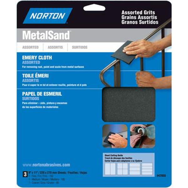 MetalSand 9 inch x11 inch  Sanding Sheets Assorted  grits 3 pack