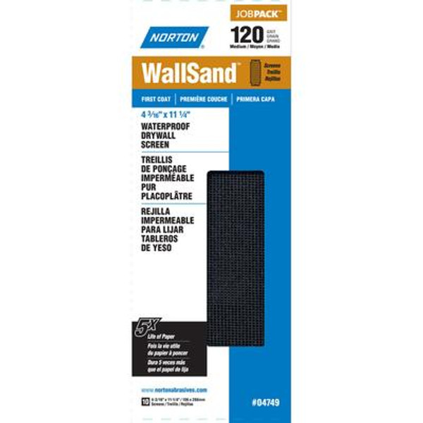 WallSand 4-3/16 inch x11-1/4 inch  Drywall Screen Medium-120 grit 10 pack