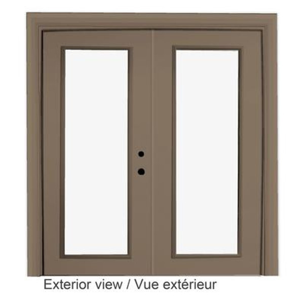 Steel Garden Door-5 Ft. x 82.375 In. Pre-Finished Sandstone LowE Argon-Left Hand