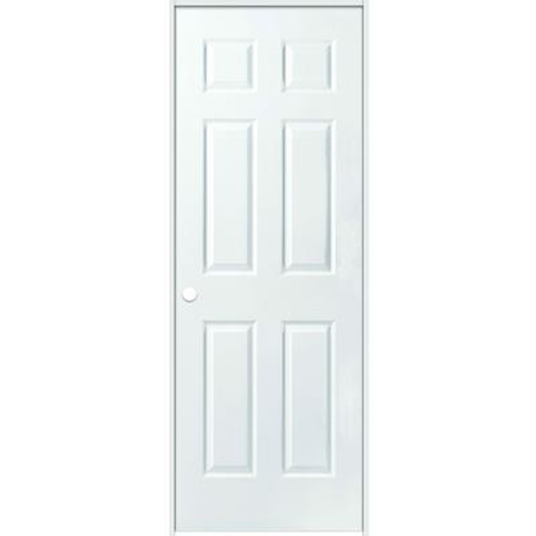 Primed 6-Panel Textured Safe N Sound Solid Core Prehung Door 30 Inch x 80 Inch Right Hand