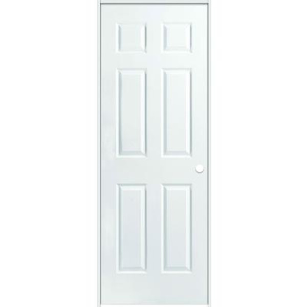 Primed 6-Panel Textured Safe N Sound Solid Core Prehung Door 32 Inch x 80 Inch Left Hand