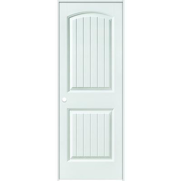 Primed 2-Panel Plank Smooth Prehung Interior Door 30 In. x 80 In. Right Hand