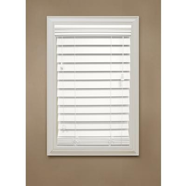 54 in. x 48 in. White 2.5'' Premium Faux Wood Blind