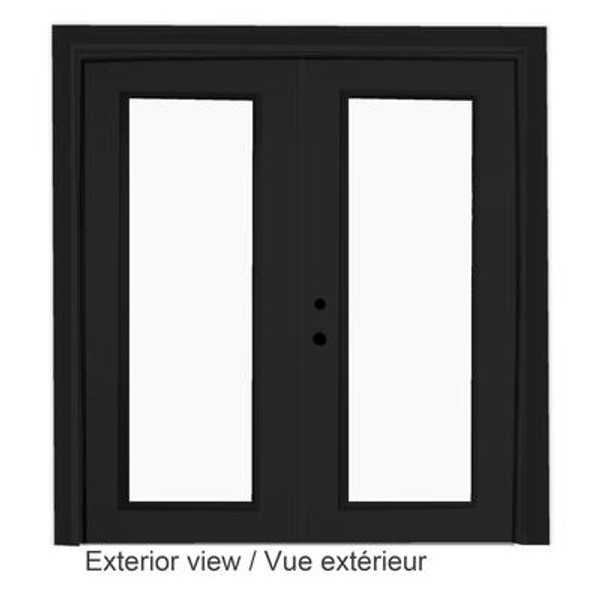 Steel Garden Door-6 Ft. x 82.375 In. Pre-Finished Black LowE Argon-Right Hand