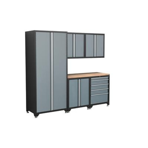 NewAge Products Pro Series 6 Piece Welded Cabinet Set With Black Frame and Grey Doors