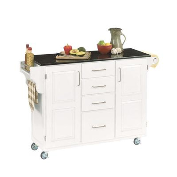 Large White Create A Cart With Black Granite Top