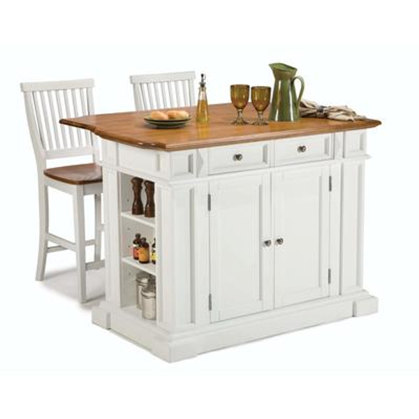 Kitchen Island With Two Stools - White