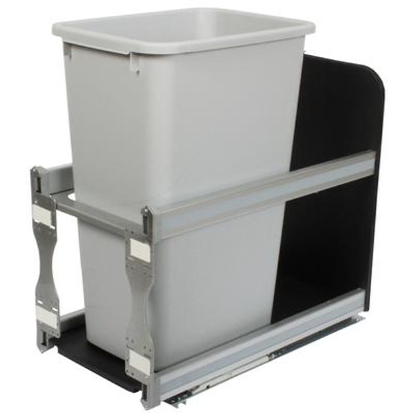 Single 50 Quart Bin Platinum Soft-Close Waste and Recycling Unit - 11.81 Inches Wide - Lid is not Included