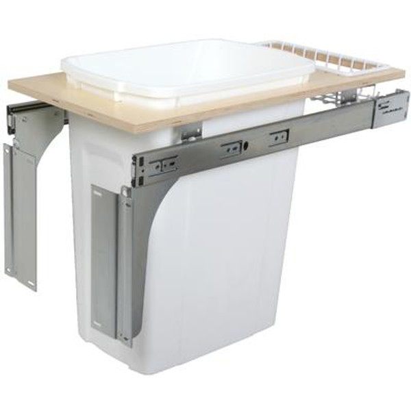 Single 35 Quart Bin White Top-Mount Waste and Recycling Unit - 11.5 Inches Wide - Lid is not Included