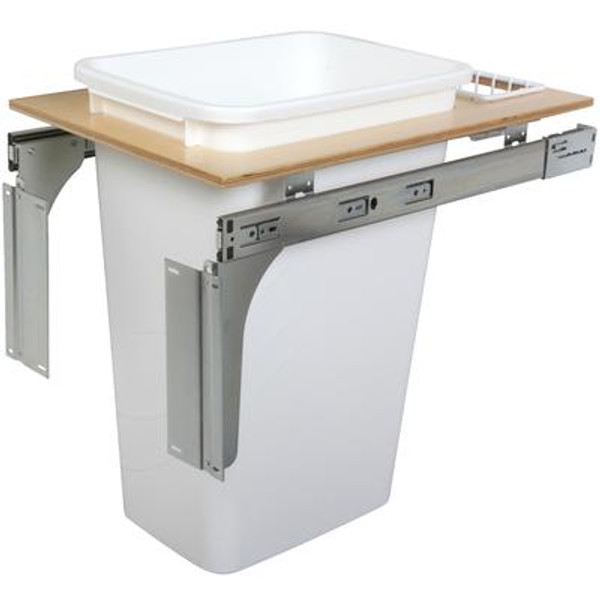 Single 50 Quart Bin White Top-Mount Waste and Recycling Unit - 14.5 Inches Wide - Lid is not Included