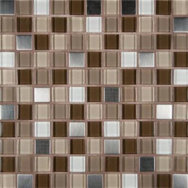 Escorial Blend 1 in. x 1 in. Glass/Metal Mesh-mounted Mosaic Wall Tile
