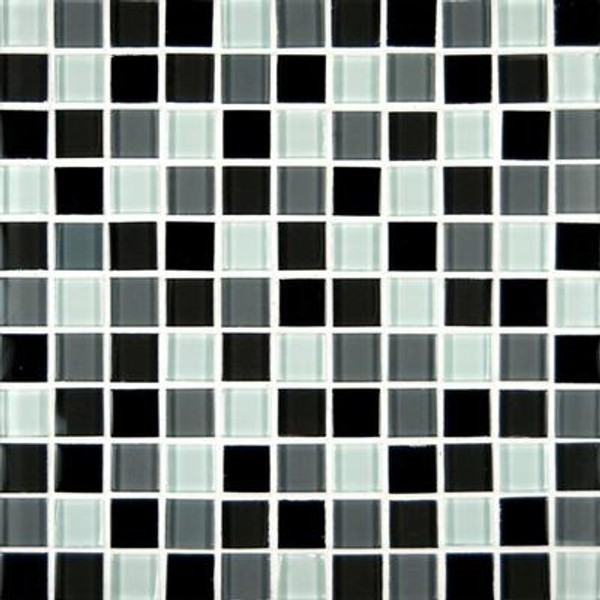 Black Blend 1 in. x 1 in. Glass Mesh-mounted Mosaic Wall Tile