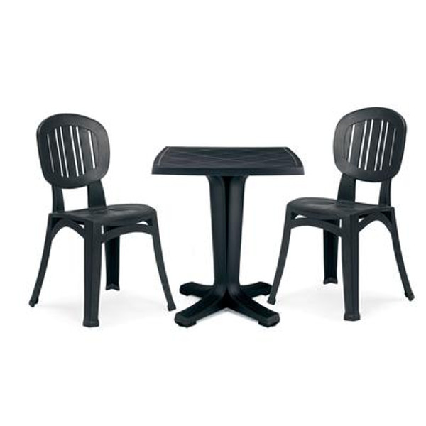Nardi Charcoal Resin Commercial Grade 26 Inch Marte table and 2 Elba chairs