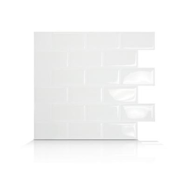 6 - Piece 9.75 Inch x 10.96 Inch Peel and Stick White Mosaik