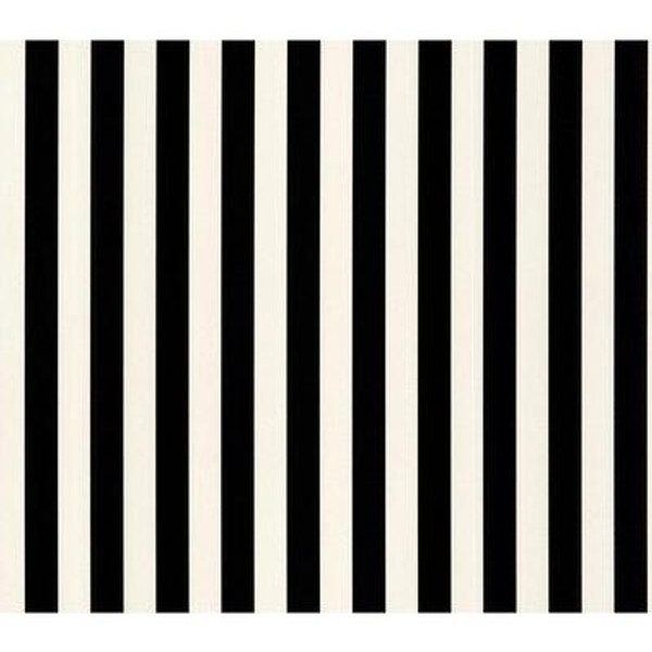 20.5 In. W Black and White Stripe Wallpaper