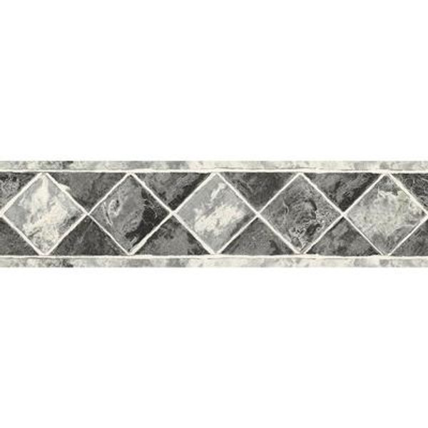 6.75 In. H Black and Silver Contemporary Tile Border