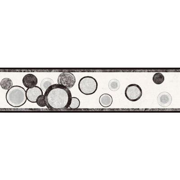 6.75 In. H Black and Silver Contemporary Circles Border